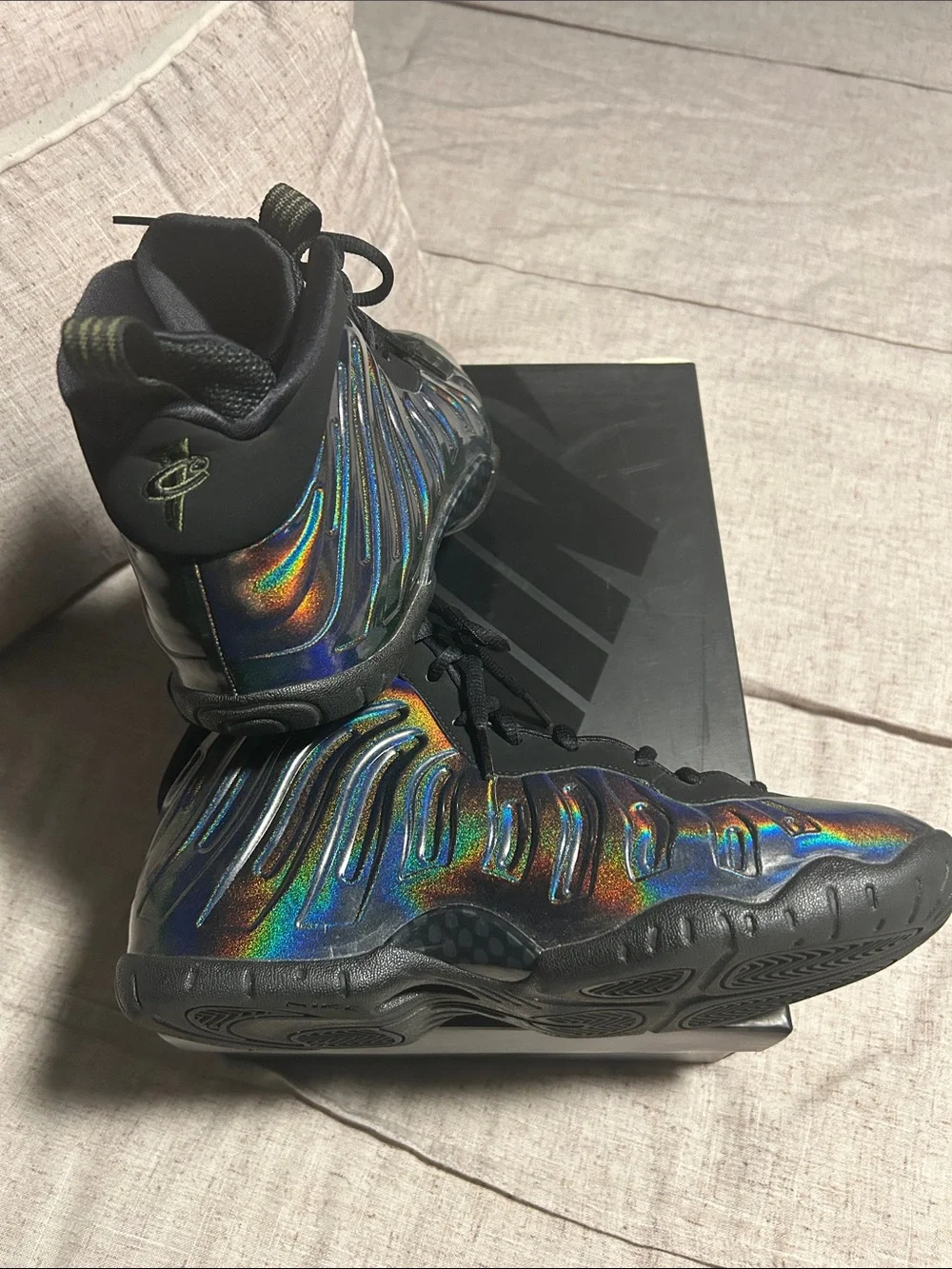Nike Kids Black Iridescent Foamposite Sneakers
